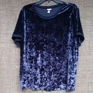 Velvet Short Sleeve Top in Dark Violet
